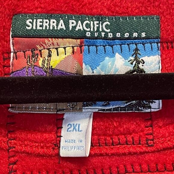 SIERRA PACIFIC Fleece Vest Women's Size 2XL Red Mock Neck Zip Up Plaid Patches - Picture 8 of 16